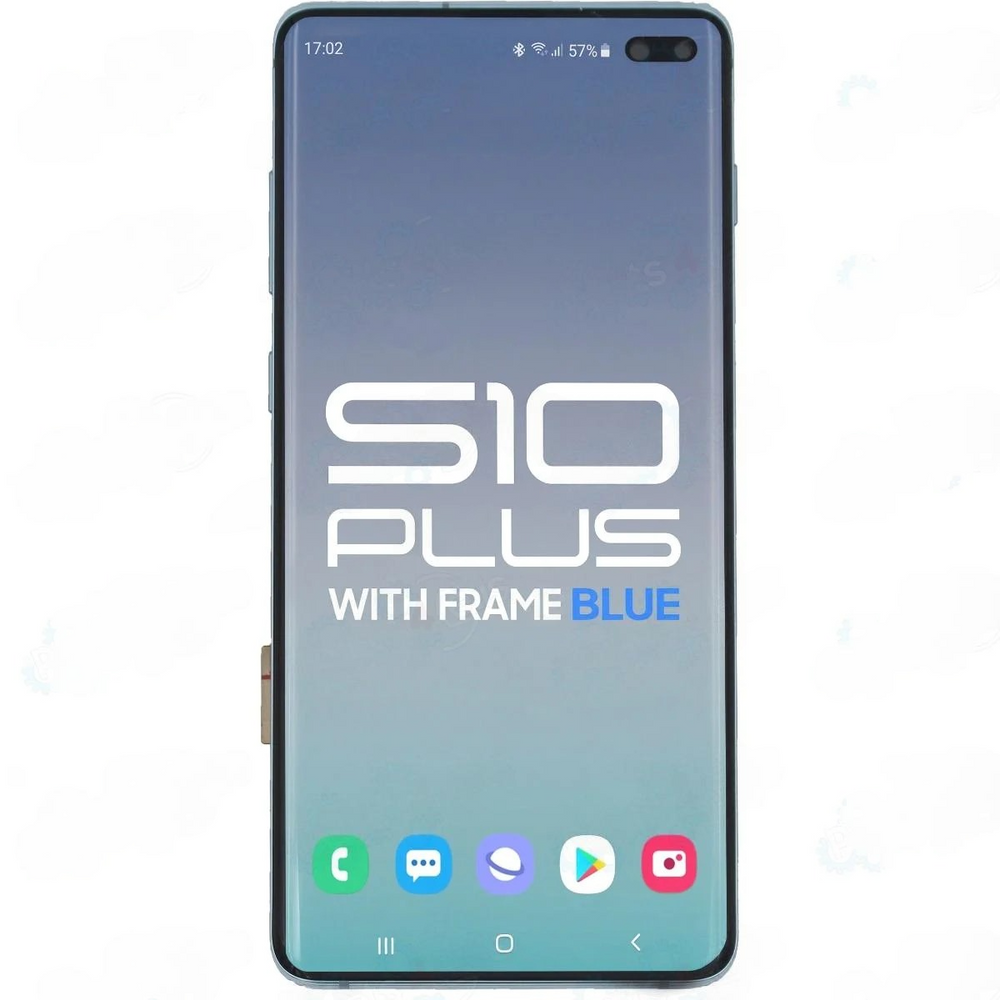 Samsung S10 Plus LCD With Touch + Frame Blue SERVICE PACK